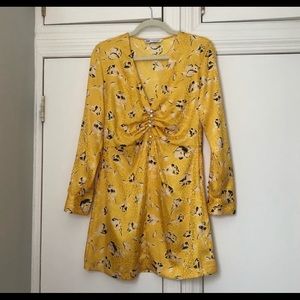 New zara satin yellow dress